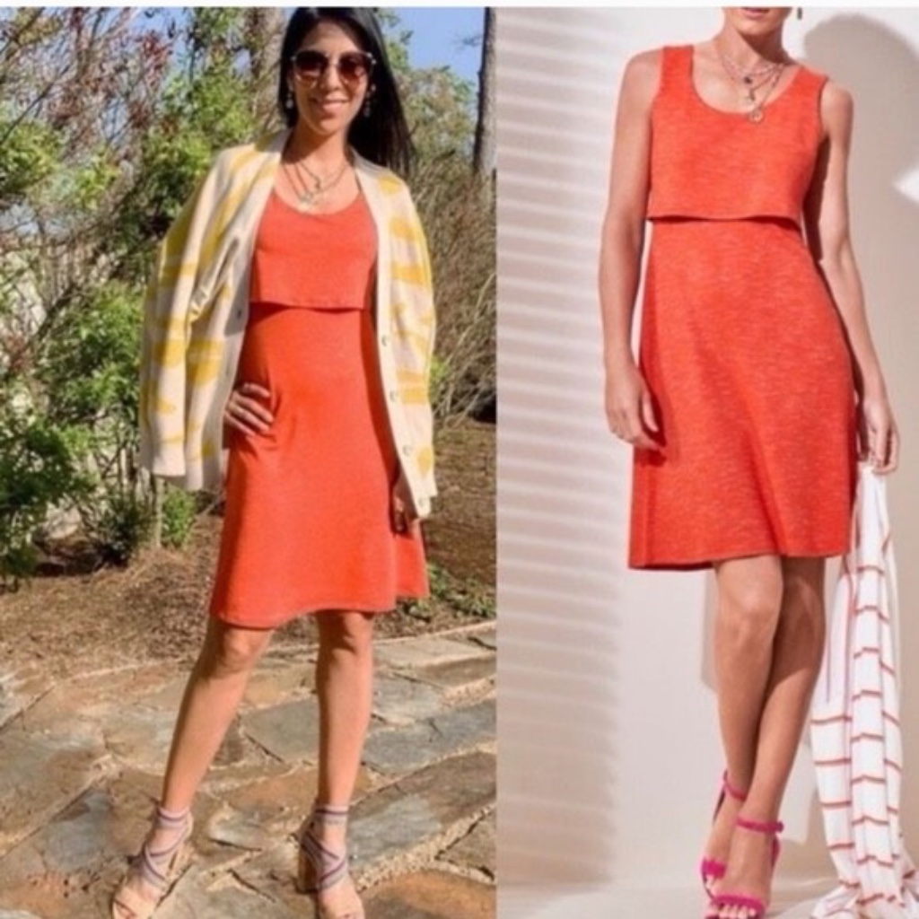 Cabi Weekend Dress Sleeveless Heathered Orange Tie Back Size Medium